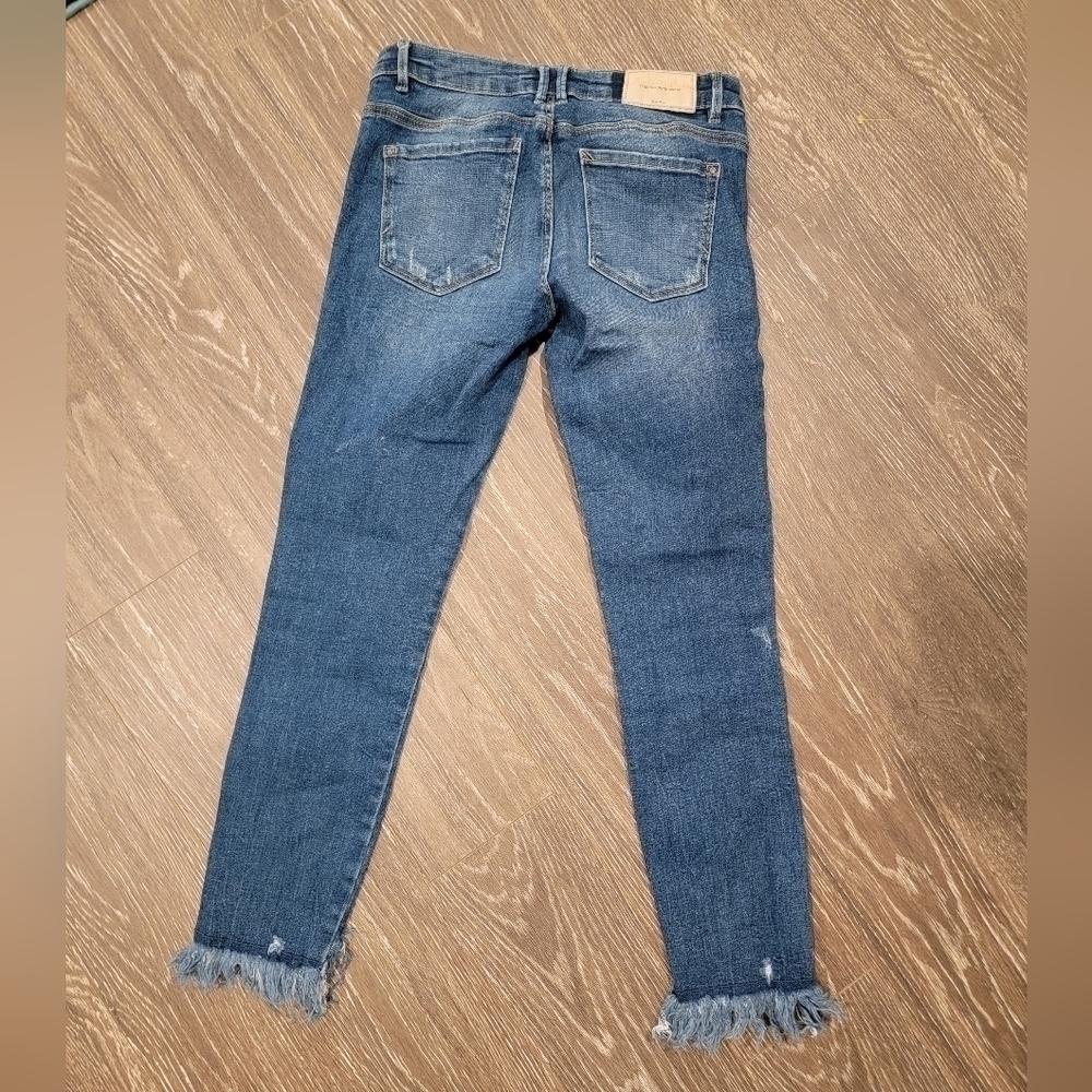 Zara‎ trafaluc denimwear Frayed Step Hem bottom straight leg Size 6 - Picture 5 of 8